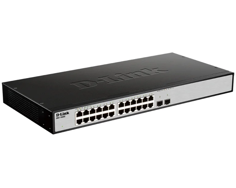 D-Link DGS-1026X/A1A L2 Unmanaged Switch with 24 10/100/1000Base-T and 2 10GBase-X SFP+ ports. 16K Mac address Auto-sensing 8 |