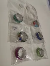 Lost Lady-Anillos anchos de circonita con color de arco iris para mujer, moda para chicas, anillos de cristal, joyería al por mayor, regalo de amor