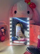 Espejo de maquillaje RUIMIO con 8/16 LEDs espejo cosmético con regulador táctil interruptor operado por batería Soporte para Baño de sobremesa viaje