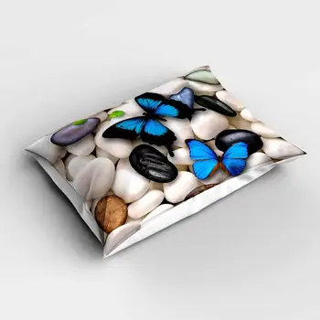 

Else White Black Pebble Stones on Blue Buttefly Rectangle Modern Pillowcases 3d Digital Print Pillow Covers Cases for Couch Bed