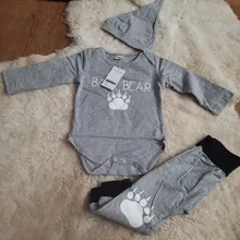 Romper Newborn Infant Baby-Boy Outfits-Set Pant Long-Sleeve Cotton Cartoon Hat 3pcs Casual