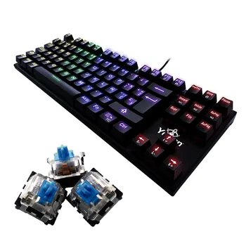

Yeian, gaming mechanical keyboard, 88 keys, red Switch, QUERTY,RGB backlit, Wired, YAT1804, Black