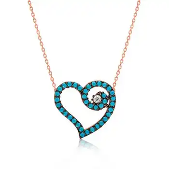 

KUTAYDAN 925 Sterling Silver Blue Heart Lady Necklace