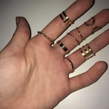 KISSWIFE-Juego de 8 anillos de color dorado para mujer, diseño redondo simple, hecho a mano, anillo geométrico, regalos de joyería para mujer