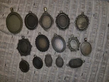 Charms Base-Setting Cabochon Pendant-P6683 Pierced Antique Bronze Random 30g 5-200-Style