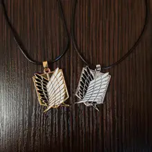 Figura de Anime Attack on Titan, collar de aleación, juguetes, alas de la libertad, Shingeki, No Kyojin, cadena de cuero, colgante de oro, regalo