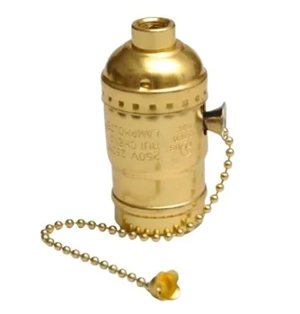 

Retro Nostalgia Lighting Chain Drawstring Yellow Metal Lamp Holder E27 Lamp Holder 423436828