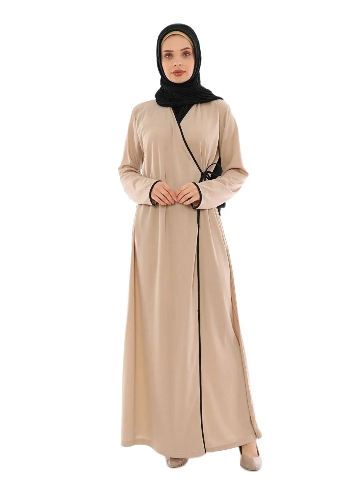 Muslim Women Side Tied Prayer Dress Plain Unlined Comfortable Useful Loose Women Muslim Fashion Hijab Clothing Daily Custom