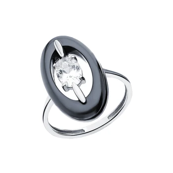 

Silver ring with ceramics and cubic zirconia sunlight sample 925