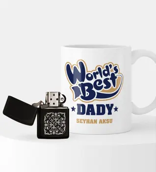 

Personalized World Best Father Gasoline Lighter and Mug Seti-3