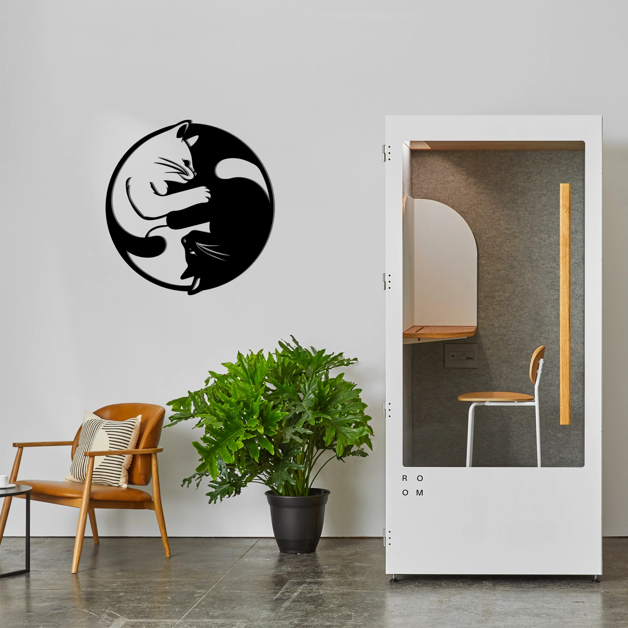 Ying Yang искусство стены, кошки Декор стены, металлические стены искусства, животные Декор стены, подарки на день рождения, минималистский дизайн, Декор стены, подарки для