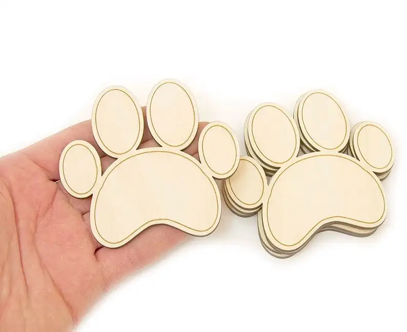 

5pcs. Wooden Dog Paws (8cm) Animal Embellishments Blank Cat Paws Shape Craft Decoration Wood Cut Out 0627