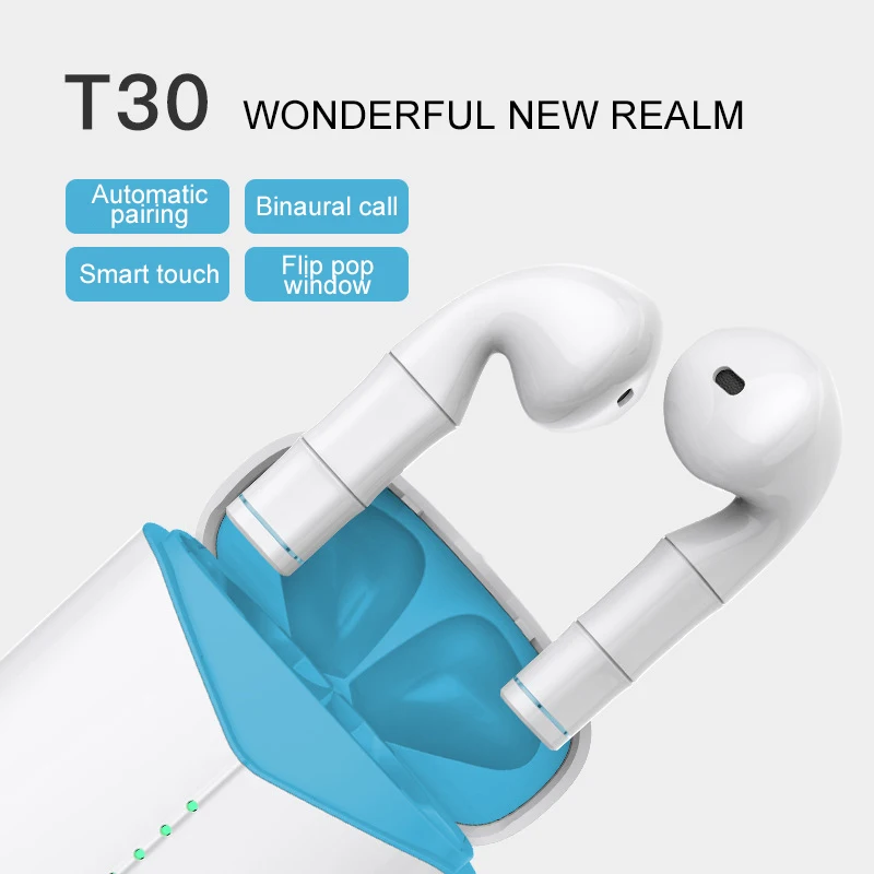

T30 TWS Smart Touch Design Bluetooth Earphone Pop-up Window Headphone Sport Wireless Earbuds Mini Playing And Music headset