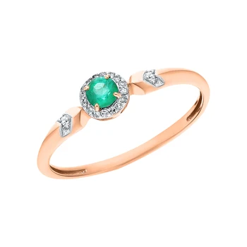 

Gold ring with emeralds and diamonds sunlight sample 585
