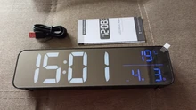 Música alarma Digital LED RELOJ TEMPERATURA indicador de fecha de escritorio espejo Relojes Decoración de la Mesa de reloj electrónico 2000 mAh