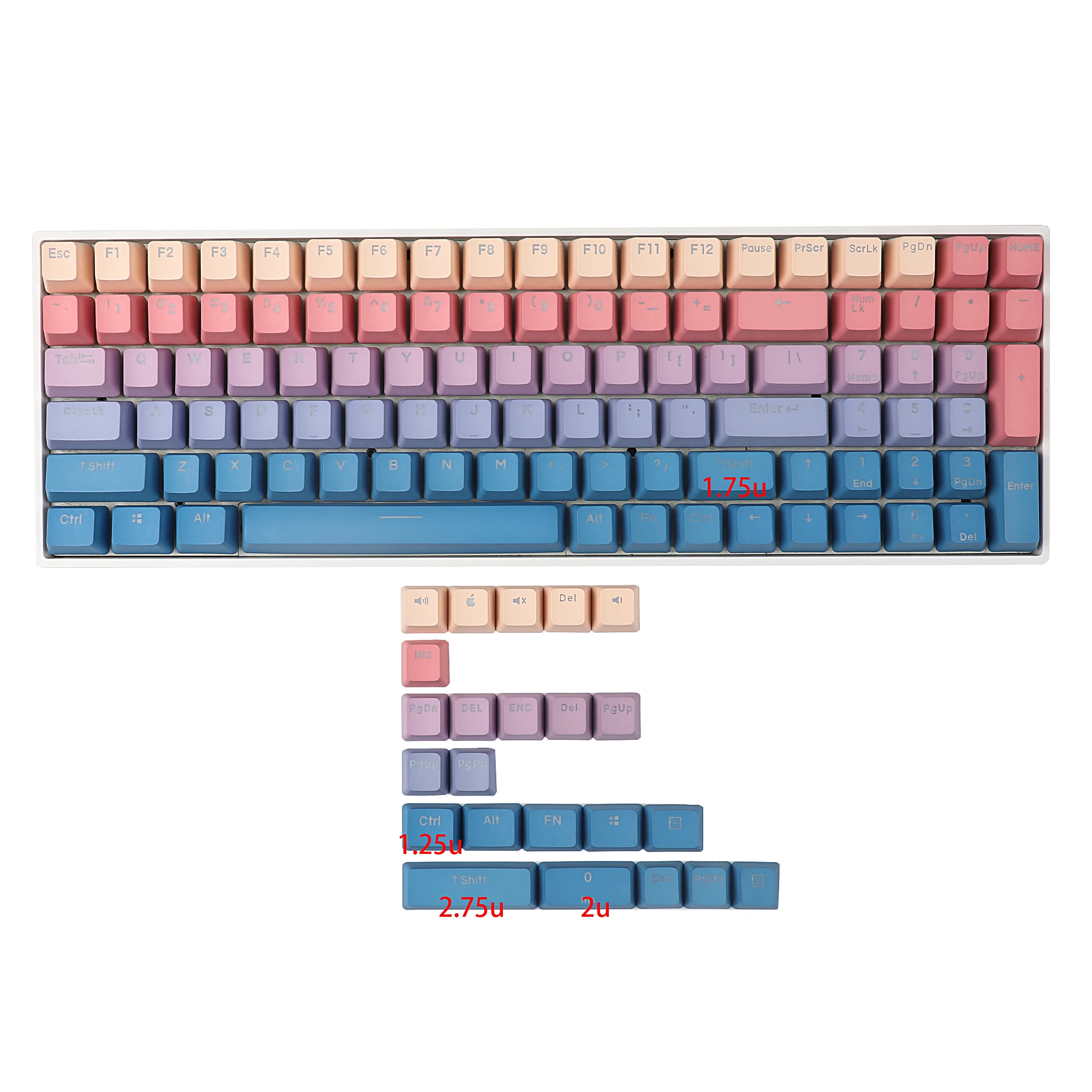 YMDK-Backlit Keycaps Teclado, Double Shot, Night Sunset,
