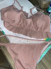 Bandage Swimwear Bikini Biquini Bathing-Suit Beachwear Mini Thong Push-Up Shiny Micro