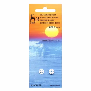 

76701 buttons clothes 8mm, plastic, white, 15 PCs pony