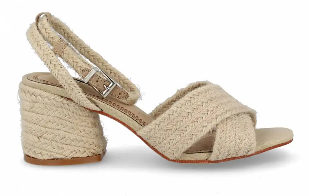 Corina - Sandalia Tacón Ancho Yute Natural - AliExpress Calzado