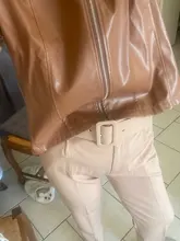 Aonibeier elegante carrera pantalón Oficina dama Pantalones rectos de cintura alta cinturón Casual de la longitud del tobillo de las mujeres traje de pantalones bolsillos Sashes