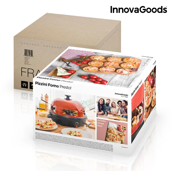 Печь для мини-пиццы с книгой рецептов скоро! InnovaGoods 700 Вт Красный Черный InnovaGoods