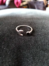 Luna epoxi negro de Plata de Ley 925 estilo intelectual Retro temperamento personalidad moda mujer Apertura de tamaño variable anillos SRI072