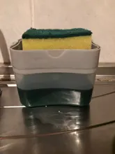 Dispensador de detergente líquido 2 en 1, caja de jabón líquido con prensa, organizador de bomba con esponja, herramienta de cocina, suministros de baño