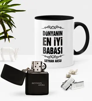 

Personalized World Best Father Black Cup Cigarette Lighter Cufflink Seti-6