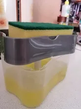 Dispensador de detergente líquido 2 en 1, caja de jabón líquido con prensa, organizador de bomba con esponja, herramienta de cocina, suministros de baño