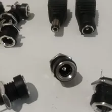 10/5/2 Uds 5,5x2,1mm alimentación DC Jack de alimentación hembra conector de montura de Panel adaptador de enchufe 2 terminales tipo 5,5*2,1 conector de CC