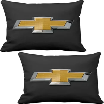 

ASR Chevrolet 2 Pieces Black Luxury Car Neck Pillow and Wooden Keychain With Brand Logo