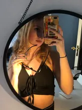 BIIKPIIK-Top corto cruzado con cuello Halter para mujer, pantalones a juego con cordón ajustable, conjunto Sexy de dos piezas ahuecado