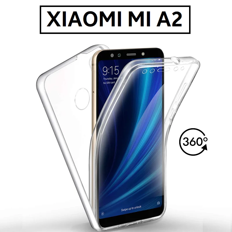 Для Xiaomi Mi A2 полный корпус 360 прозрачный чехол на заднюю панель + передний