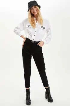 

DeFacto Woman's Black Trousers Women's Spring Casual Bottoms Women's Skinny Bottoms Women Fit Slim Long Pants-M8214AZ20SP