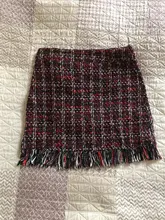 Lady Skirt Tassel Hip-Skater Vintage Plaid High-Waist Women Package Wool SK5583 In-A-Cage