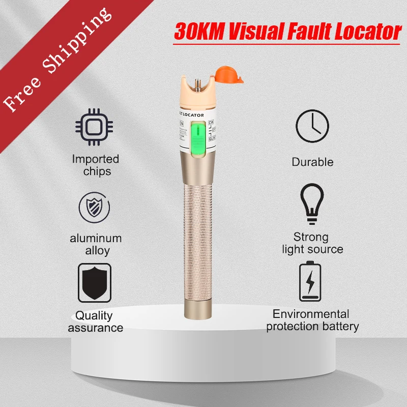 Free Shipping Visual Fault Locator Compliant St Fc Sc Connector Golden 30Km Red Light Source Fiber Tester Pen 30Mw