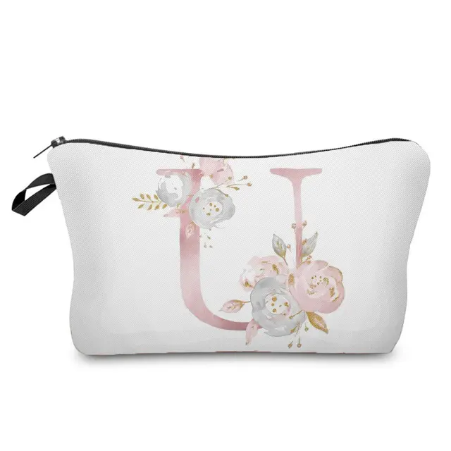 Flowers Alphabet Printed Cosmetic Bags  Bridal Party Make Up Bags Pouch Necessaries Lady Tote Bride Bridesmaid Proposal Gift hz2417