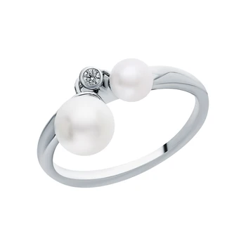 

Silver ring with cultured pearls, imitation pearls and cubic zirconia sunlight sample 925
