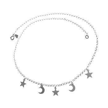 

Choker 925 Sterling silver m rolo 41cm. Moons stars closure reasa women [AC1203]
