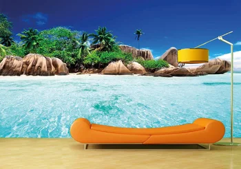 

Custom Any Size Wall Mural Blue Sea Island Landscape Background For Living Room Wall Painting Photo Wallpaper Poster