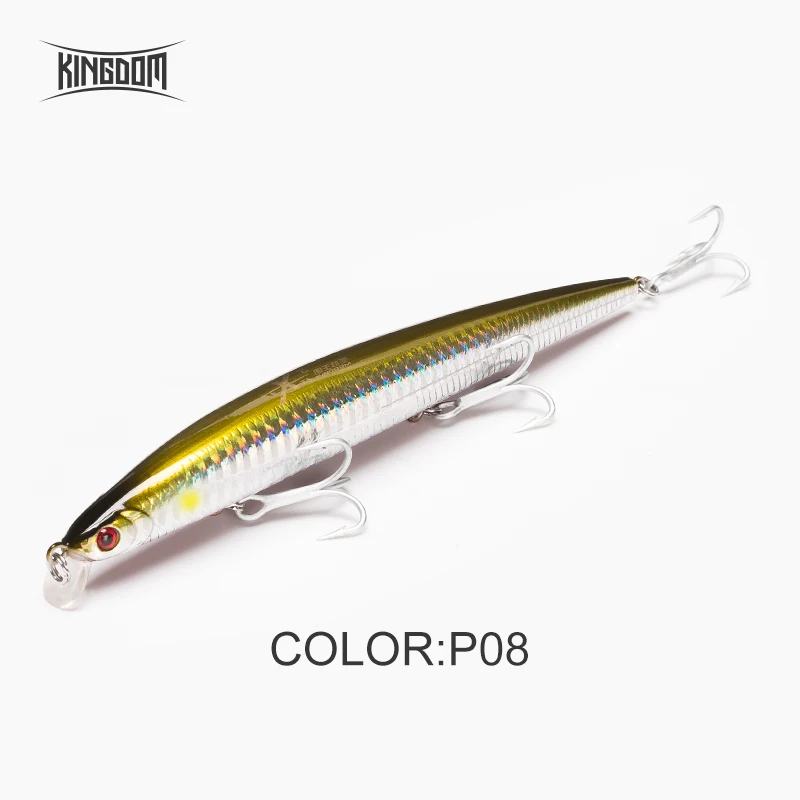 Kingdom Floating Minnow морская Рыбная приманка вобблер погремушка звук жесткая приманка искусственная Джеркбейт модель 5333 120 м, 14,5 г/143 мм, 21 г - Цвет: P08