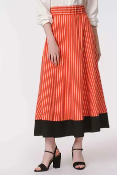 

Black Garnished Striped Skirt