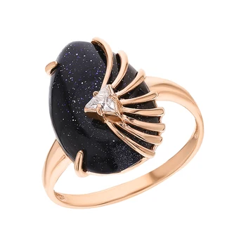 

Silver ring with aventurine, aventurine, aventurine and cubic zirconia sunlight sample 925