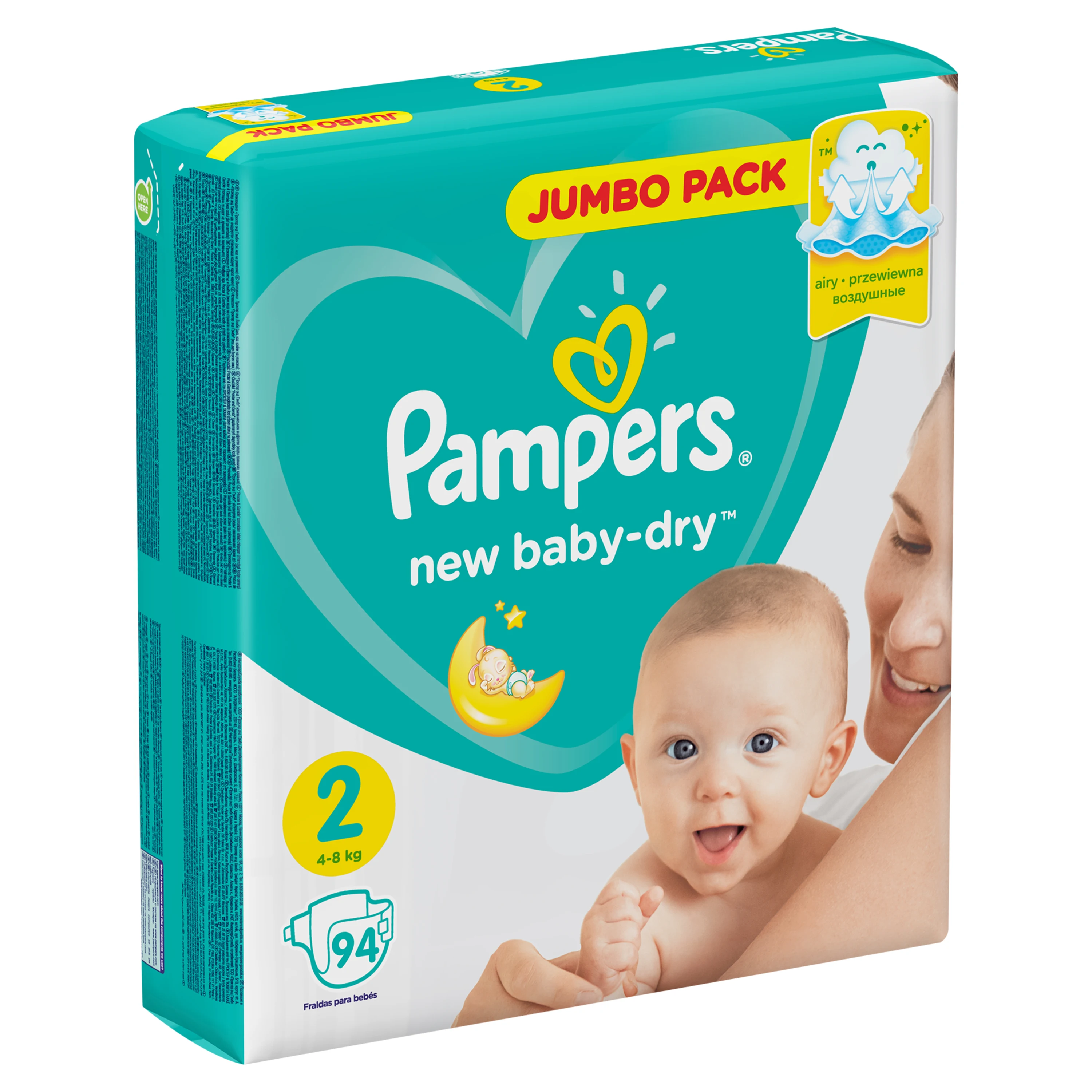 Подгузники Pampers New Baby-Dry 4–8 кг, размер 2, 94шт