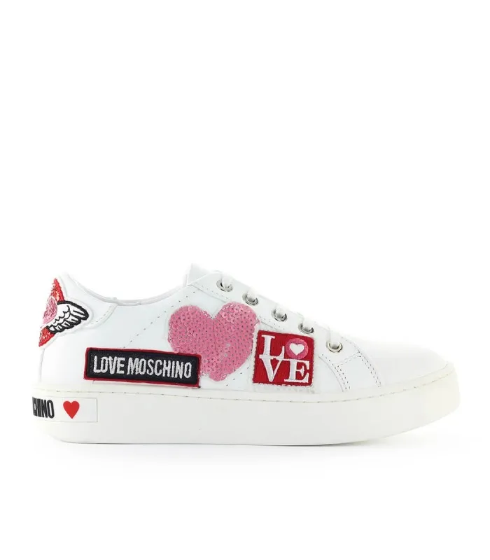 LOVE MOSCHINO WHITE PATCH SNEAKER 