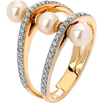 

Esthete ring with pearls and Swarovski crystals in Yellow Gold