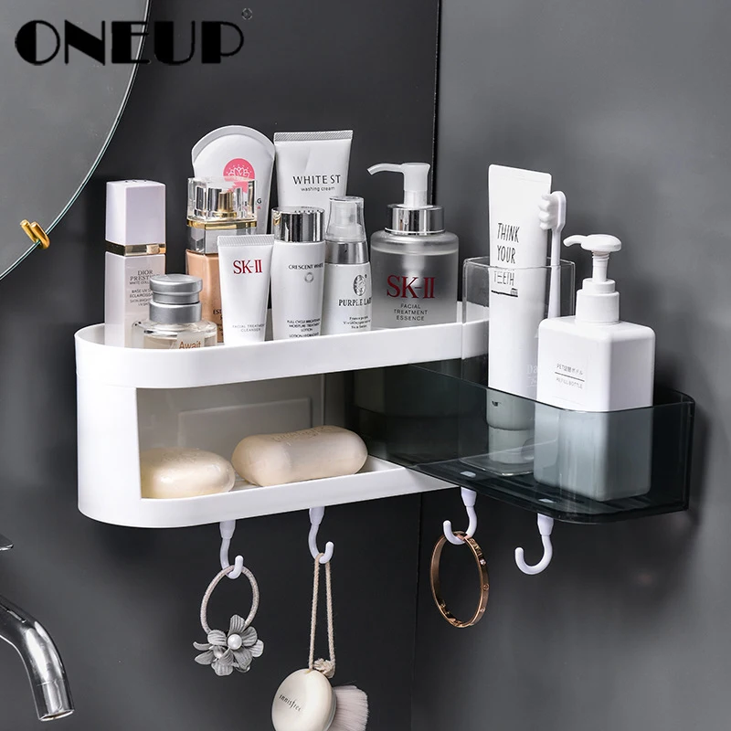 

ONEUP Corner ShowerShelf Bathroom Shampoo Cosmetic Shelf Kitchen Plastic Storage Rack Organizer Wall Mounted Bathroom Gadgets