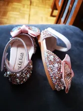 Zapatos de cuero con lazo de diamantes de imitación para niñas, zapatillas de baile de fiesta, zapatos planos de rendimiento para bebés y estudiantes, D785
