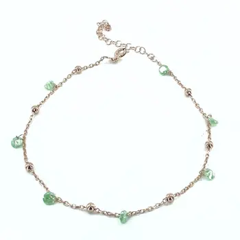 

New Ball Chain Green Quartz Stone Dangle Silver Bangle Bracelet
