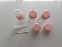 Mini botes de plástico para cosméticos, mini botellas de plástico para uso de crema cosmética para rostro, juego de 7 unidades, envases vacíos de plástico transparentes, kit de viaje